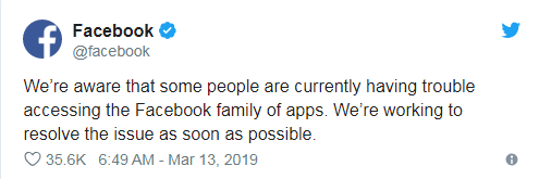 Facebook responded on Twitter