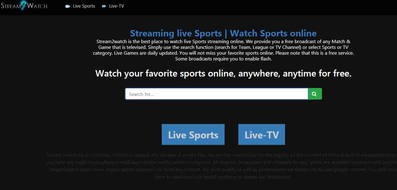 موقع بث مباشر للمباريات الرياضية Stream2Watch