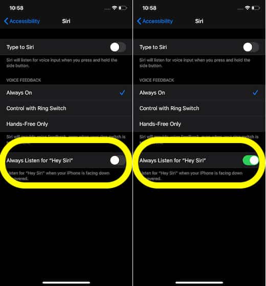 _طريقة تشغيل ميزة الاستماع دائمًا إلى Hey Siri