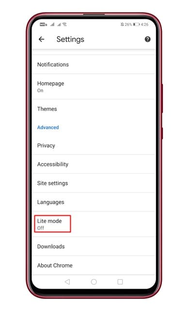 تفعيل موفر البيانات على متصفح كروم