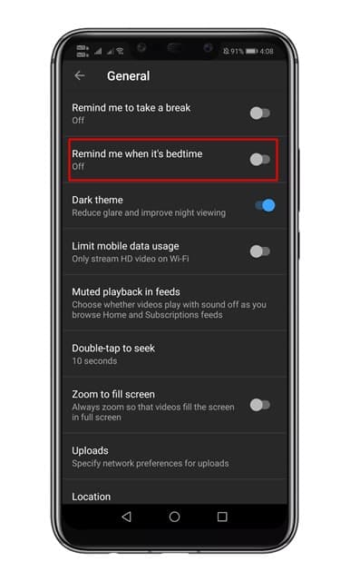 تفعيل ميزة Bedtime Reminder للايفون