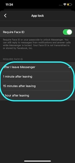 قفل فيسبوك ماسنجر باستخدام Face ID