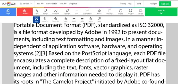 PDF2go هو موقع تعديل PDF اونلاين مجاني