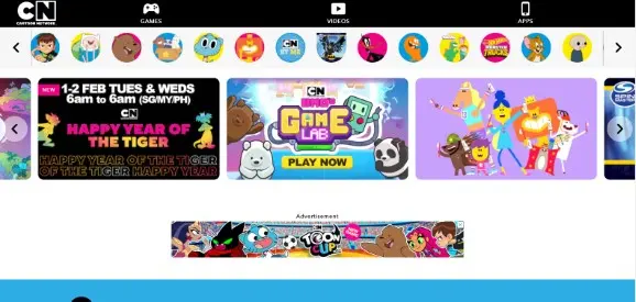 CartoonNetwork هو موقع ألعاب اون لاين مجاني مخصص للأطفال
