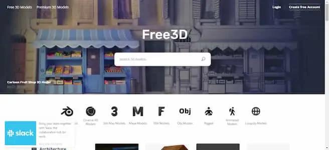 يحتوي هذا الموقع على قرابة 20 ألف نموذج 3D مجاني ومدفوع