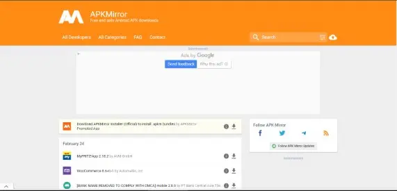 APKMirror هو واحد من أكثر المواقع شهرة في تنزيل البرامج والألعاب