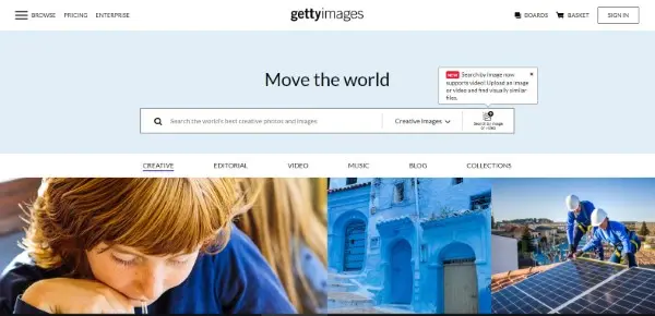 Getty Images هو محرك بحث للصور