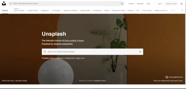 Unsplash هي منصة صور ضخمة جداً