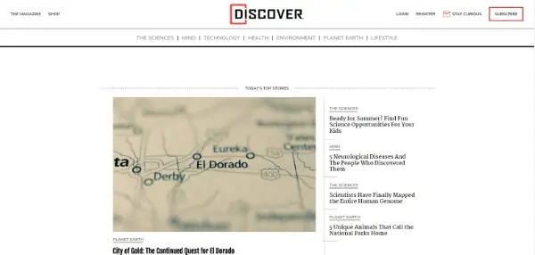 Discover Magazine هي مجلة علمية أخرى ذات شهرة واسعة