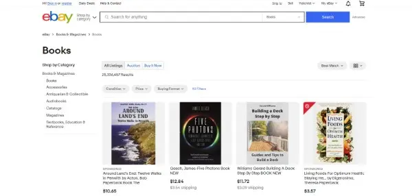 eBay هو موقع تسوق أمريكي آخر مشهور في جميع أنحاء العالم