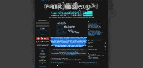 Hack This Site هي منصة تعلم هكر أخلاقي مجانية