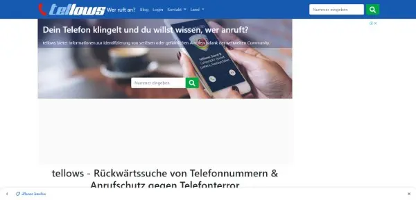 Tellows هو موقع متواضع لمعرفة أسم المتصل