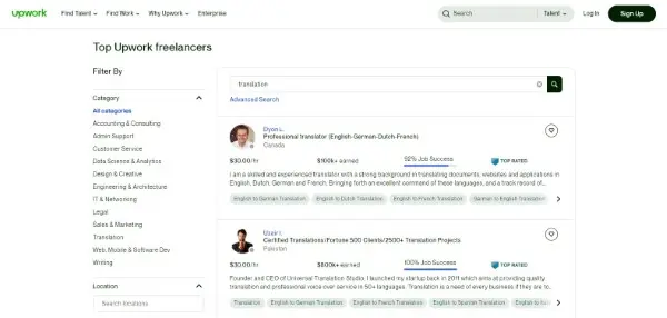 Upwork هو أشهر موقع عمل حرة يمكن العمل فيه كمترجم