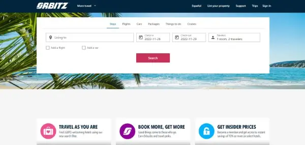 Orbitz هو محرك بحث لحجز تذاكر الطيران