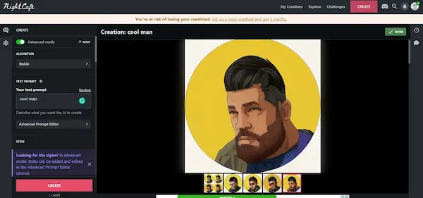 NightCafe هو موقع رسم بالذكاء الاصطناعي يمتاز بسرعة استجابته