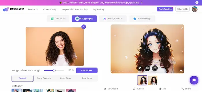 Imgcreator هو موقع خرافي يمكنك من خلالها تحويل الصورة لانمي بجوة عالية