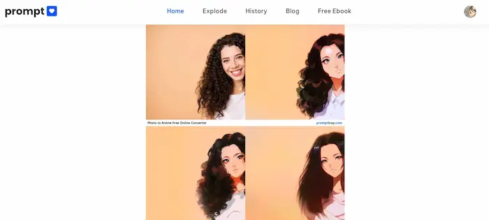 Promptleap موقع آخر بسط وخفيف قادر على تحويل الصوره لانمي