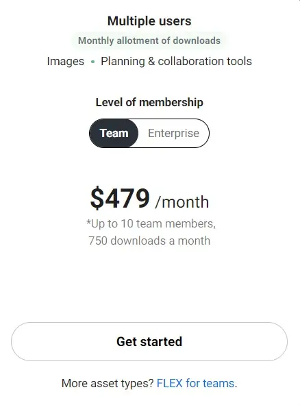 خطة Multiple users على موقع شترستوك