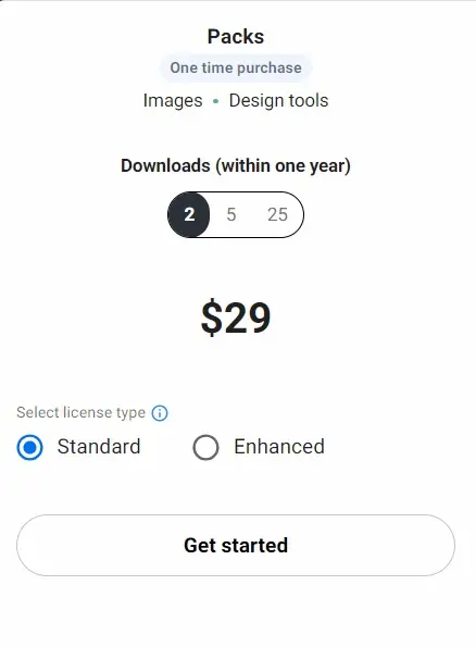 خطة Packs على موقع شترستوك