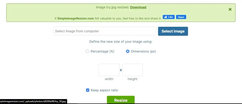 طريقة تعديل مقاس الصور باستخدام موقع Simple Image Resizer