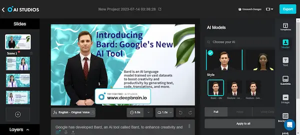 Deepbrain AI هو موقع إنشاء فيديو بالذكاء الاصطناعي وذلك عن طريق إدخال النص