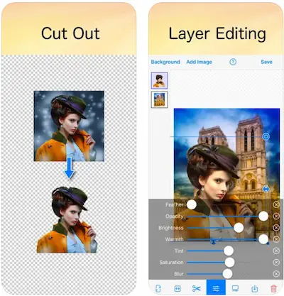 PhotoLayers هو تطبيق متخصص في قص وتركيب الصور
