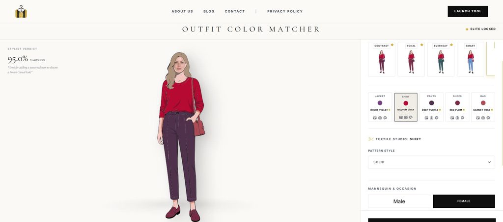 أفضل موقع تنسيق ألوان الملابس Outfit Color Matcher